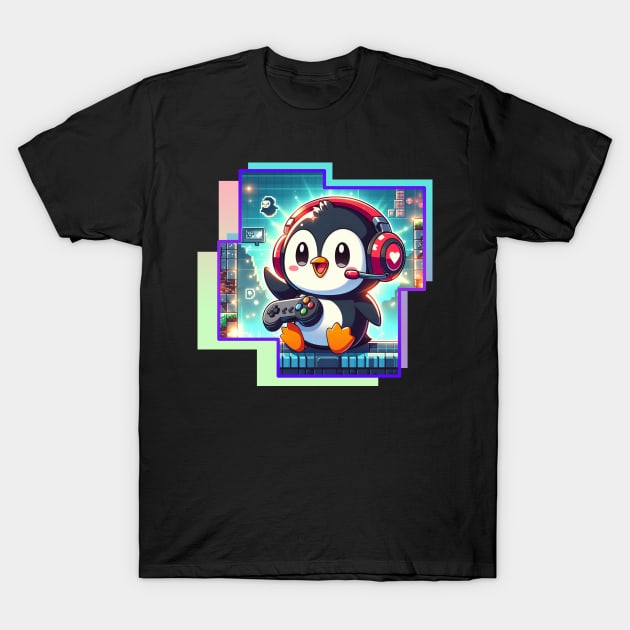 Penguin Gamer T-Shirt by cast8312